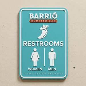 Men+Women - ADA Restroom Sign with Braille (9"x6")